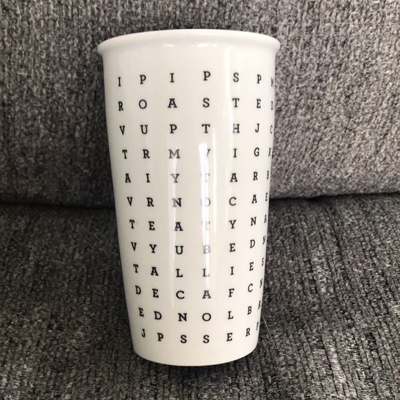Starbucks 12 oz ceramic travel tumbler coffee cup 2016 word search - Picture 2 of 5